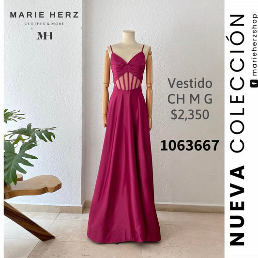 1063667  Vestido vino corset satin