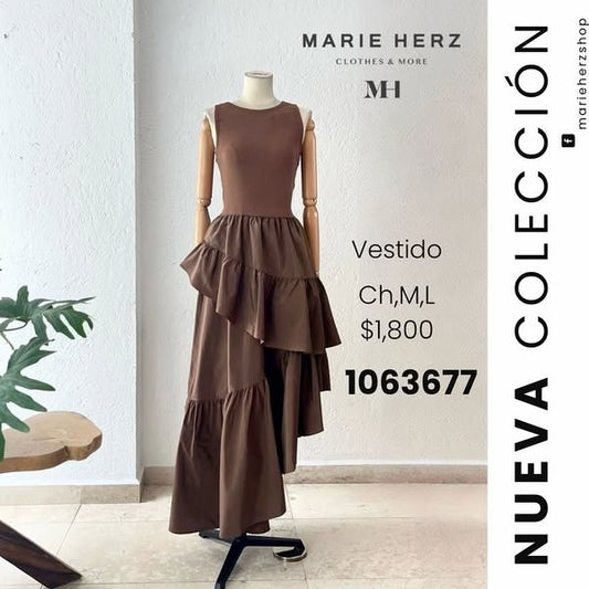 1063777  Vestido café strapless olanes