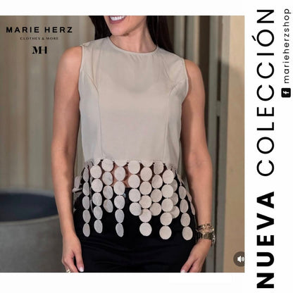 1063685  Blusa círculos nude