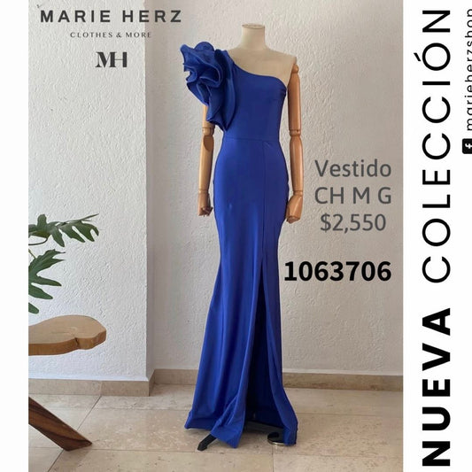 1063706  Vestido azul rey olán licra