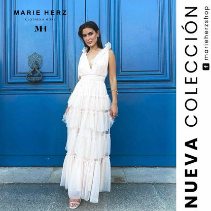 1063748  Vestido blanco perlas tul