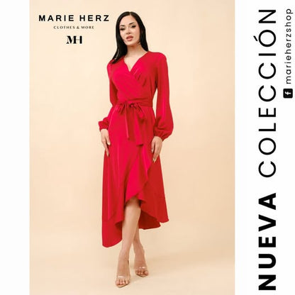 1063751  Vestido rojo envolvente
