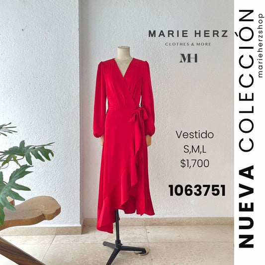 1063751  Vestido rojo envolvente