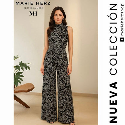 1063760  Jumpsuit estampado negro