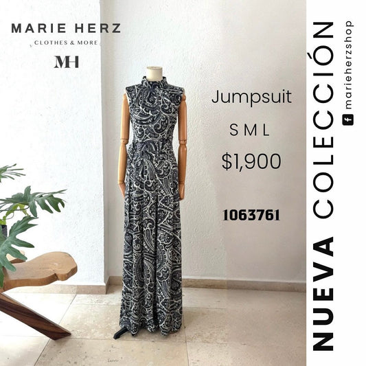 1063760  Jumpsuit estampado negro
