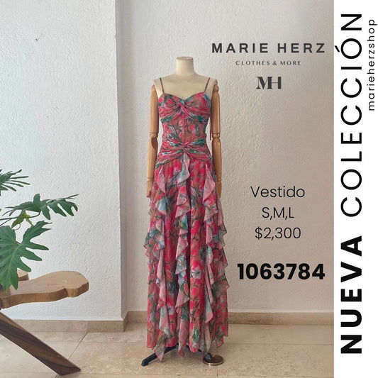 1063784  Vestido flores rojas
