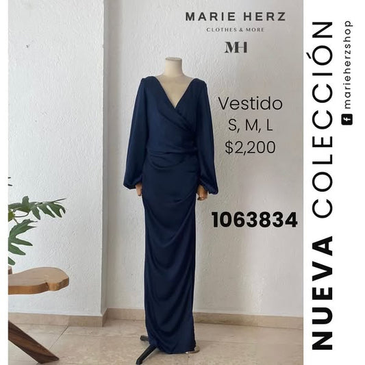 1063830  Vestido azul marino manga larga