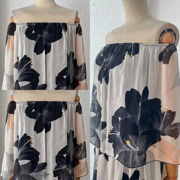 1063856  Vestido seda flores negras  UT