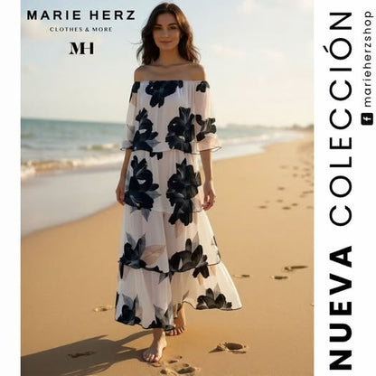 1063856  Vestido seda flores negras  UT