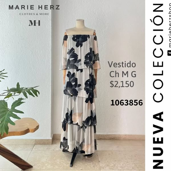 1063856  Vestido seda flores negras  UT