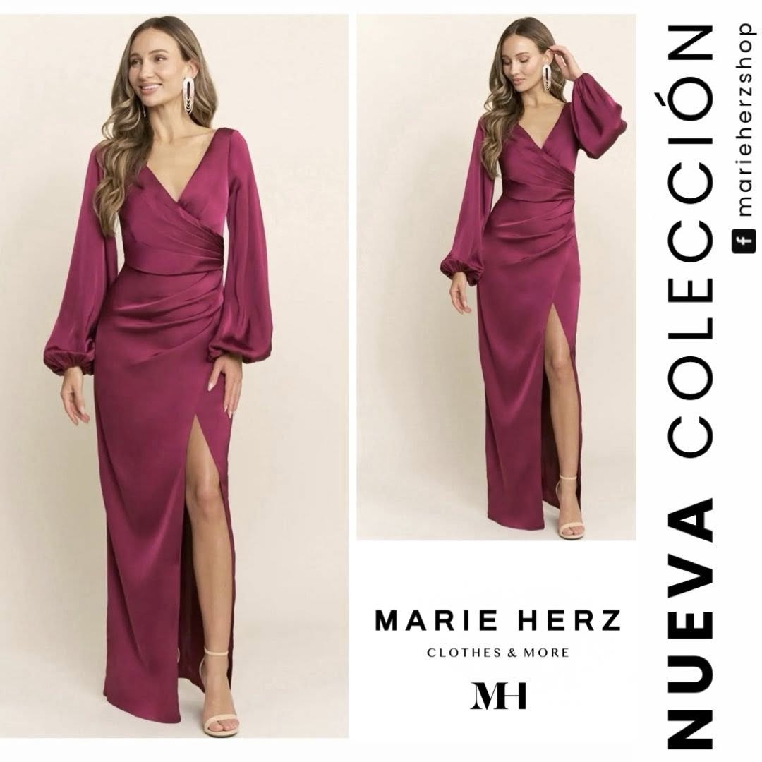 1063874  Vestido manga larga burgundy