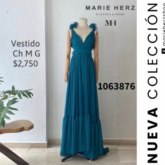 1063876  Vestido verde cutoff