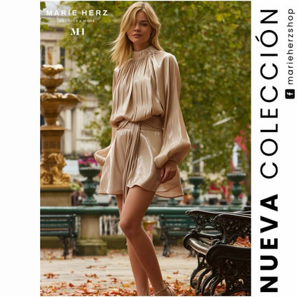 1063882  Vestido corto dorado