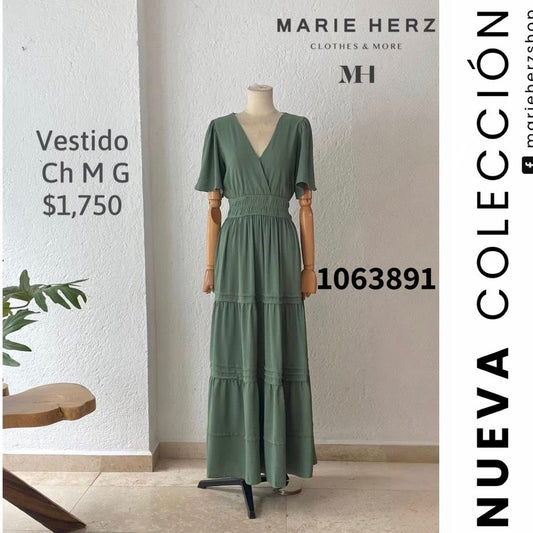 1063891  Vestido menta manga