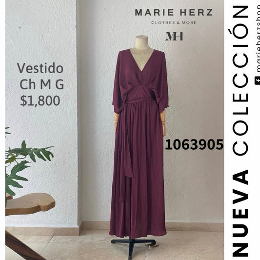 1063905  Vestido vino mangas