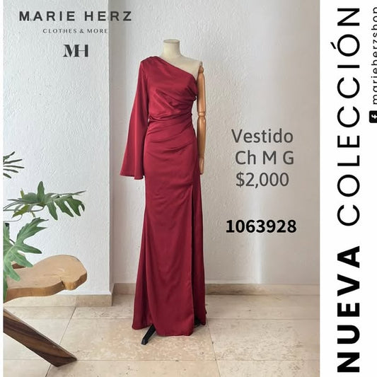 1063928  Vestido ladrillo una manga