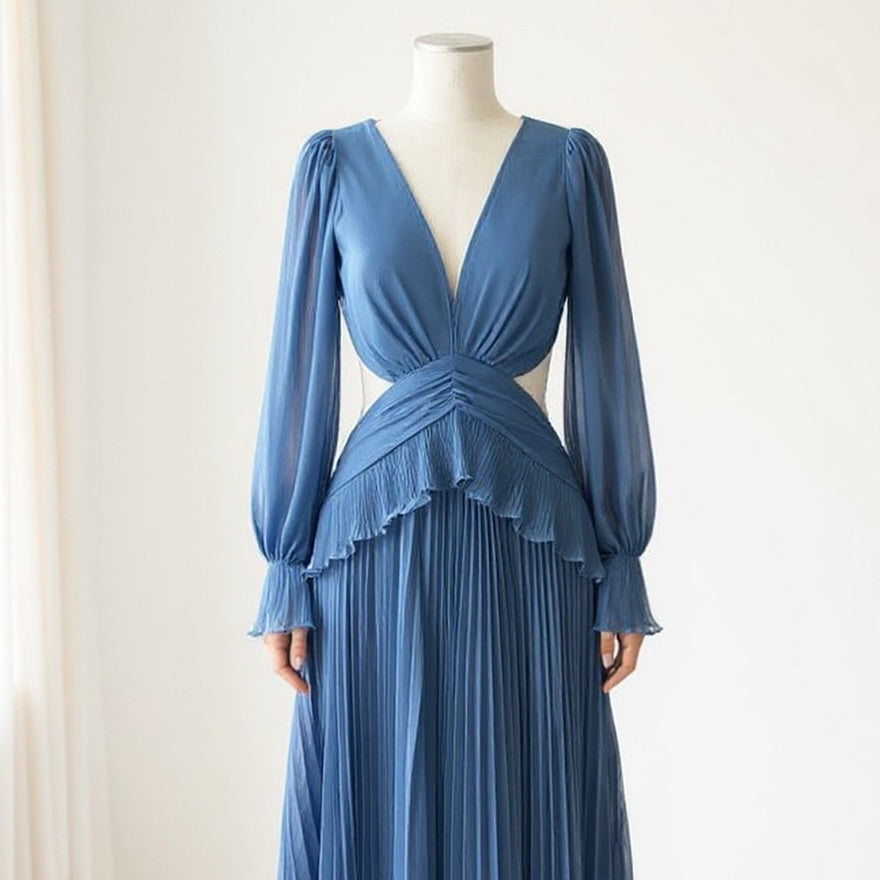 1063934  Vestido cutoff azul/gris