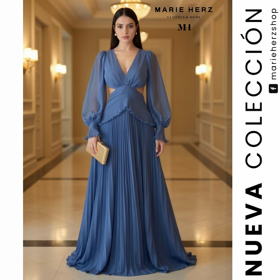 1063934  Vestido cutoff azul/gris