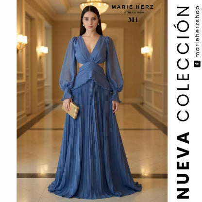 1063934  Vestido cutoff azul/gris