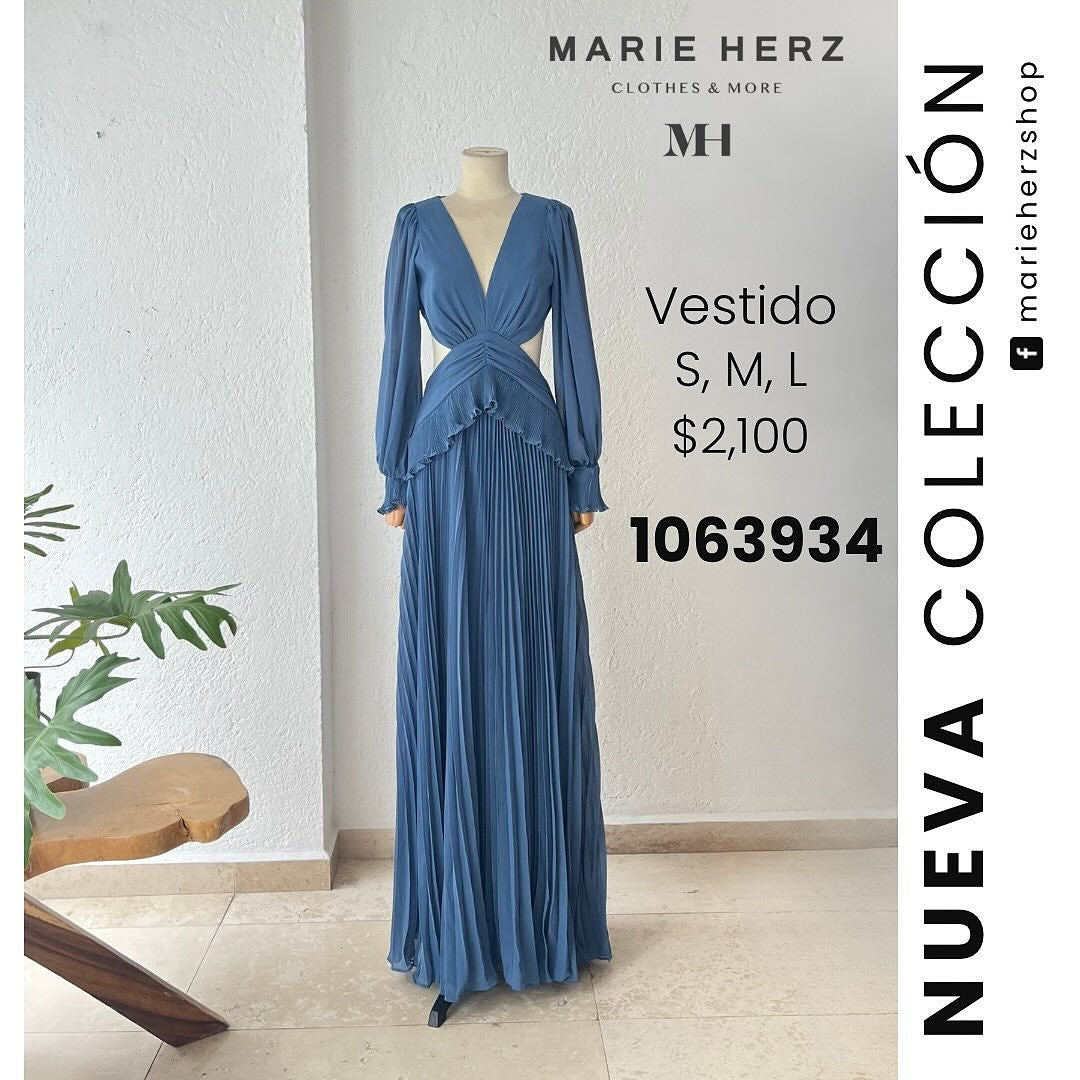 1063934  Vestido cutoff azul/gris