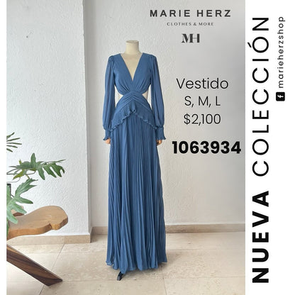 1063934  Vestido cutoff azul/gris