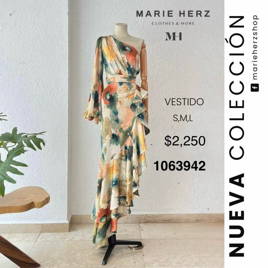 1063942  Vestido estampado otoño manga