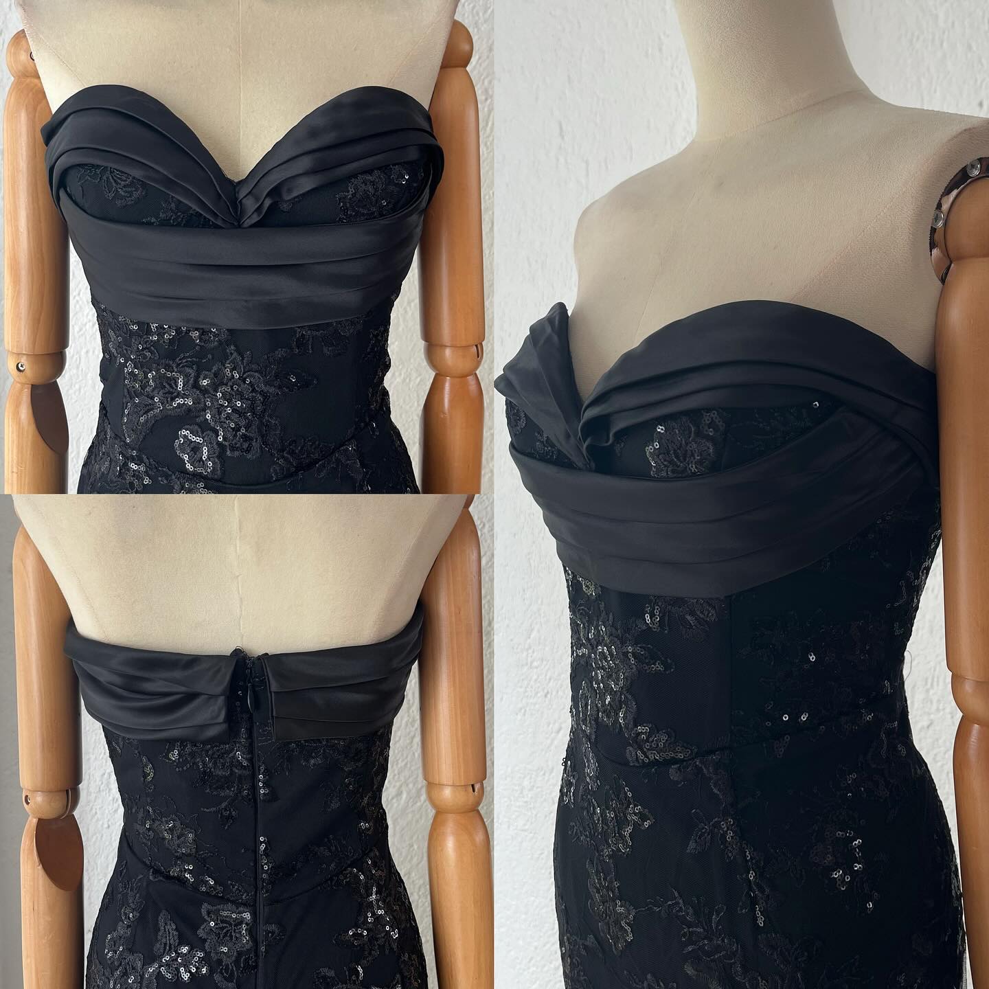1063951  Vestido negro lentejuela strapless