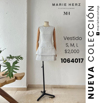 1064017  Vestido tweed azul cielo
