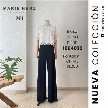 1064020  Blusa blanca bordada perlas