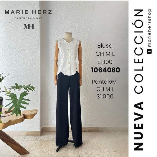 1064059  Blusa chaleco estoperoles blanca