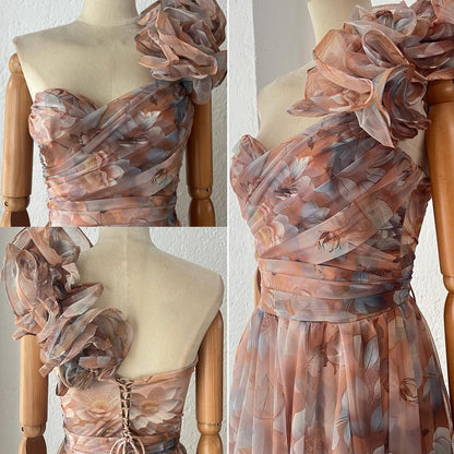 1064067  Vestido flores nude tul