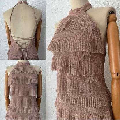 1064085  Vestido nude brillos