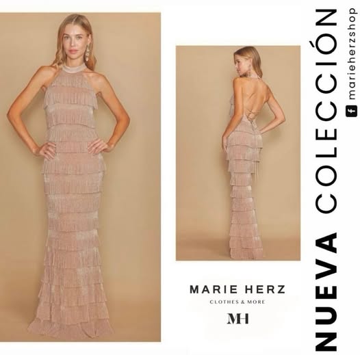 1064085  Vestido nude brillos