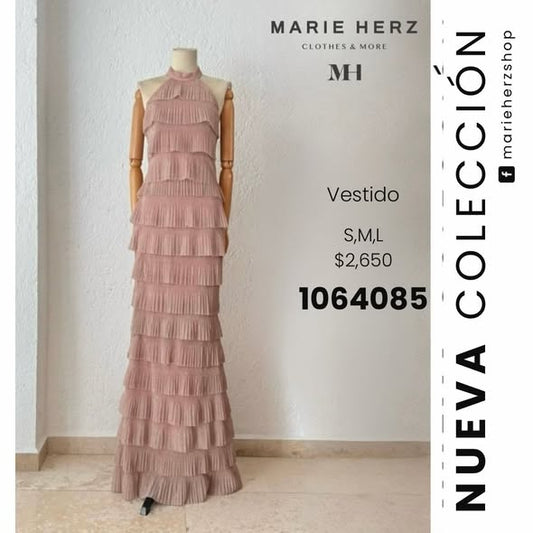 1064085  Vestido nude brillos