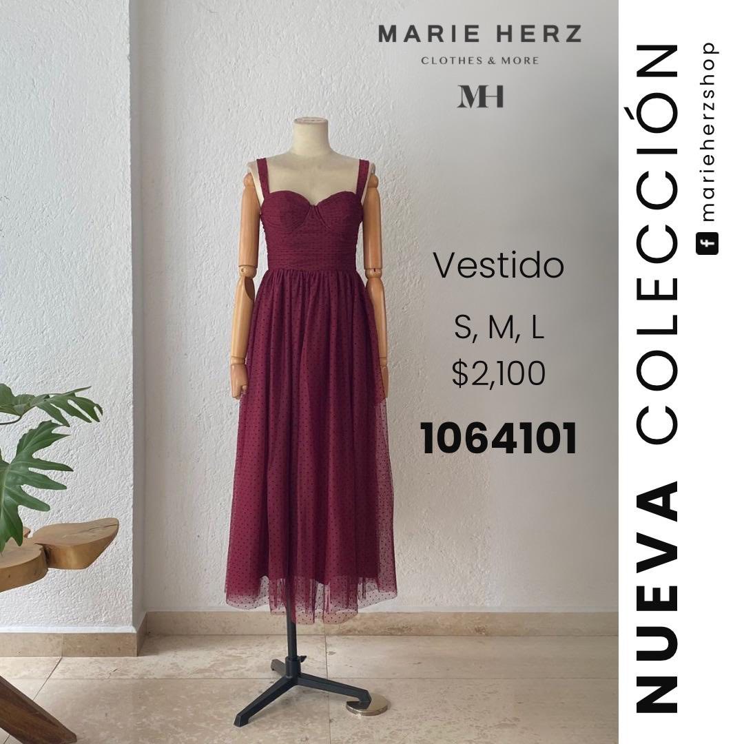 1064101  Vestido vino puntos negros tul