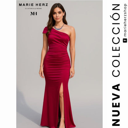 1064115  Vestido rojo satin manga