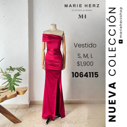 1064115  Vestido rojo satin manga