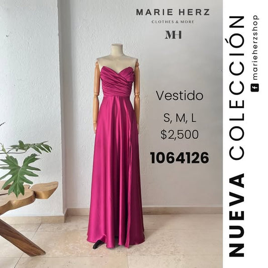 1064126  Vestido rosa strapless