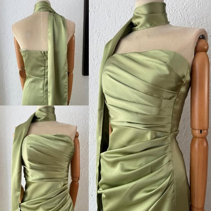 1064132  Vestido satin verde limón