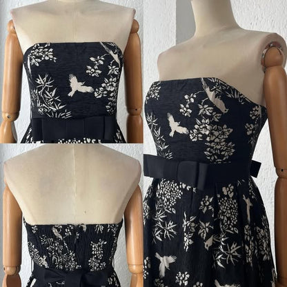 1064137  Vestido negro pájaros