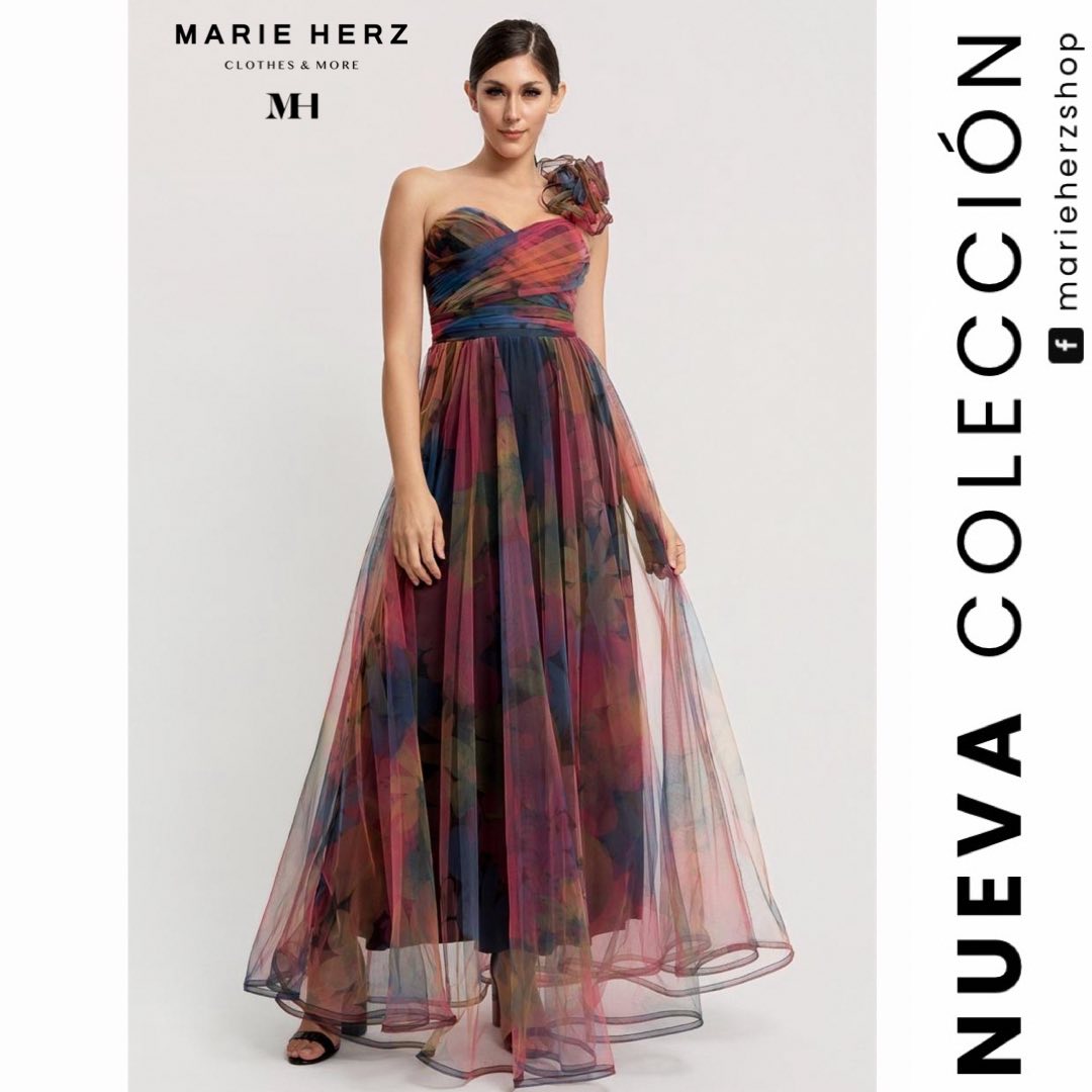 1064237  Vestido tul olan hombro rosas