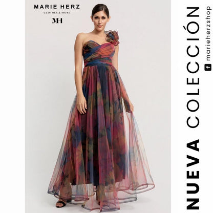 1064237  Vestido tul olan hombro rosas