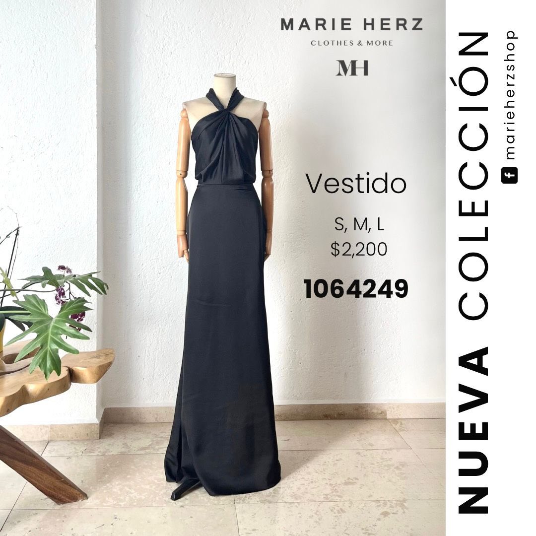 1064249  Vestido halter negro