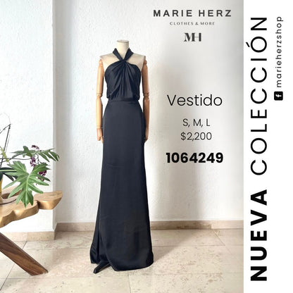 1064249  Vestido halter negro