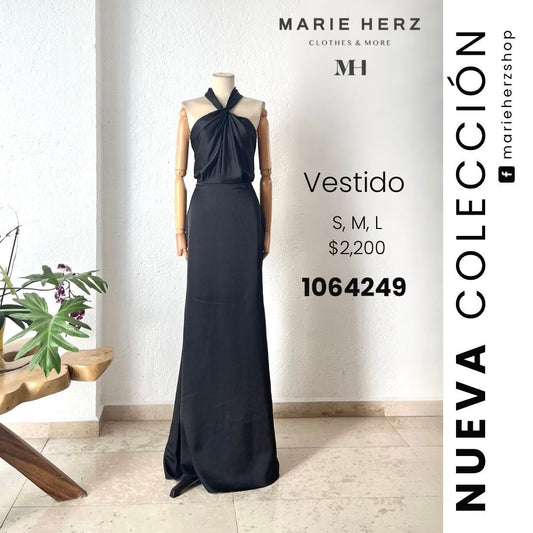 1064249  Vestido halter negro