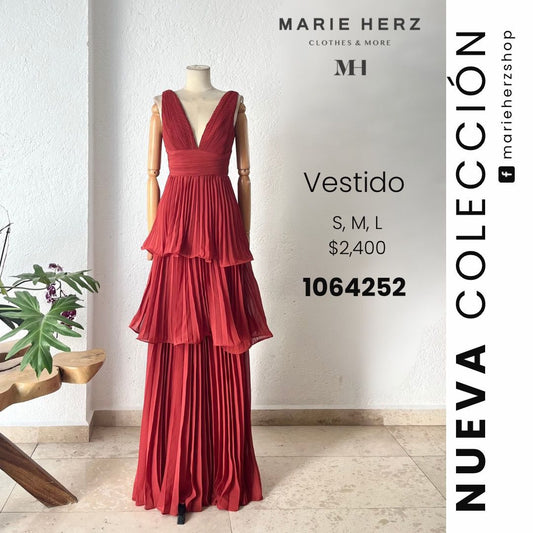 1064252  Vestido tablas terracota
