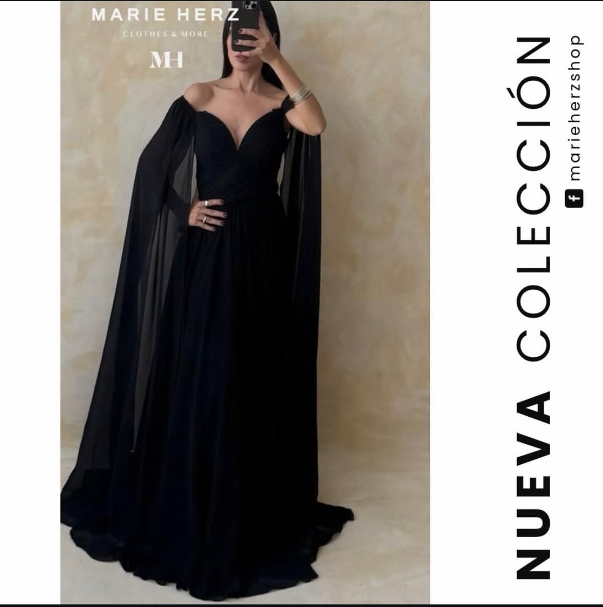 1064255  Vestido negro capa