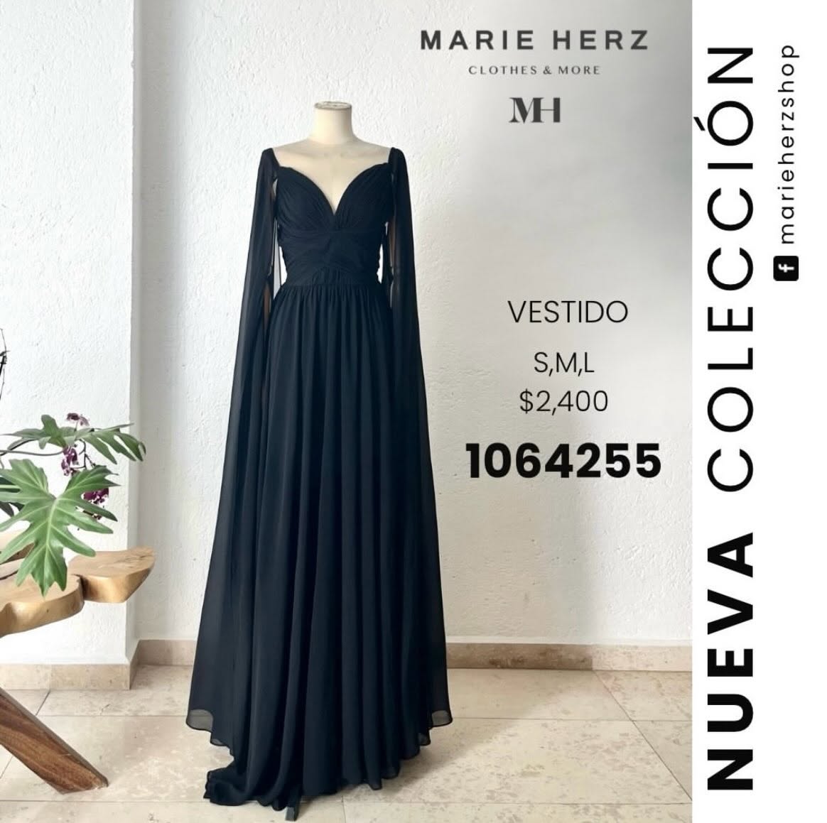1064255  Vestido negro capa