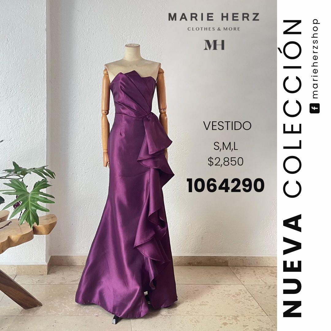 1064290  Vestido uva olanes strapless