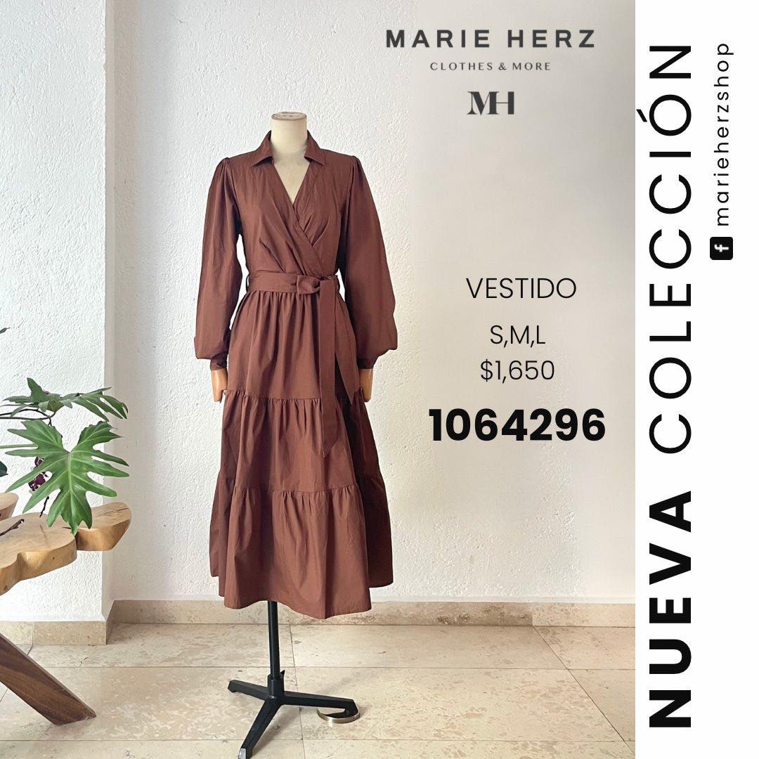1064296  Vestido cammel manga larga